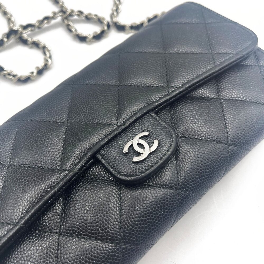 Authentic CHANEL CC Classic Caviar Flap Wallet Chain Shoulder Crossbody Black - Picture 5 of 16